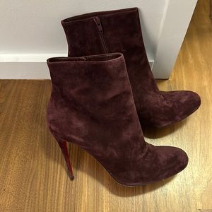 Christian Louboutin Burgundy Suede Fifi Booty Veau Velours
